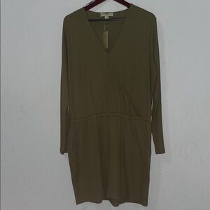 Michael Kors Olive Green Long Sleeve V-Neck Romper